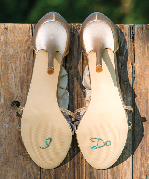 "I Do" Shoe Talk In Blue Pearls And Crystals