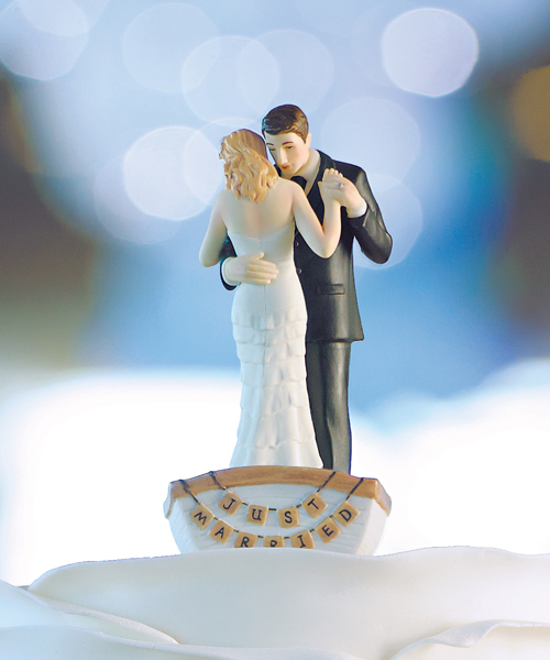 "Row Away" Wedding Couple in Rowboat Figurine