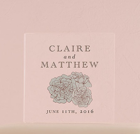 Burlap Chic Personalized Clear Acrylic Block Cake Topper