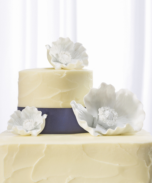 White Porcelain Bisque Poppy Blooms Cake Topper