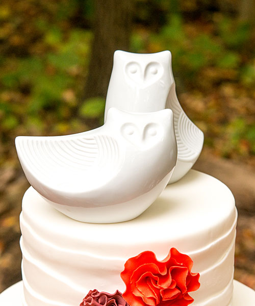 Porcelain Owl Pair Figurines Cake Topper