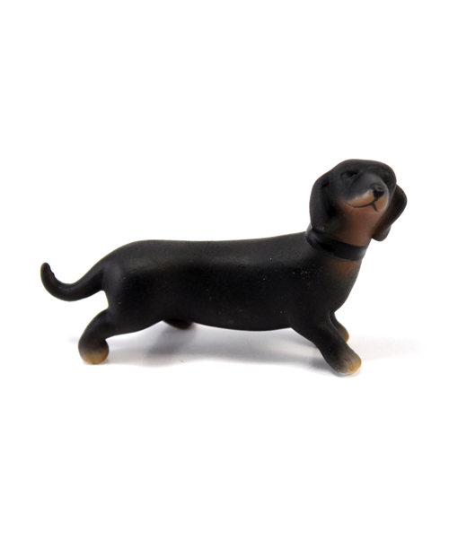 Miniature Black and Tan Dachshund Dog Figurines