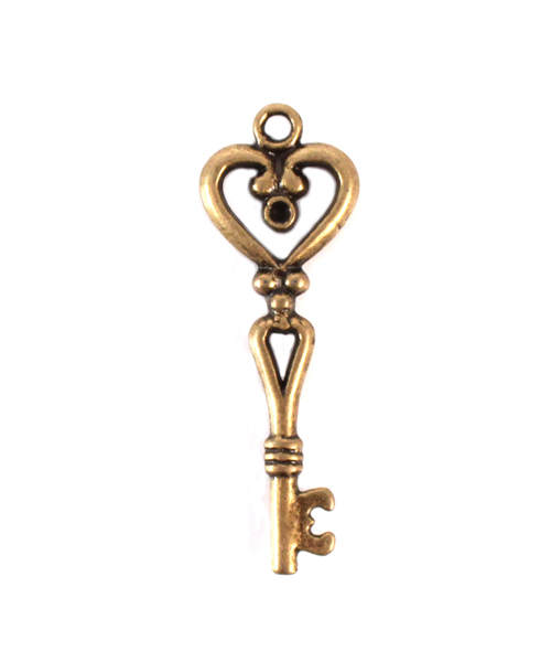 Antique Key Charm Style 2 - Heart Shape