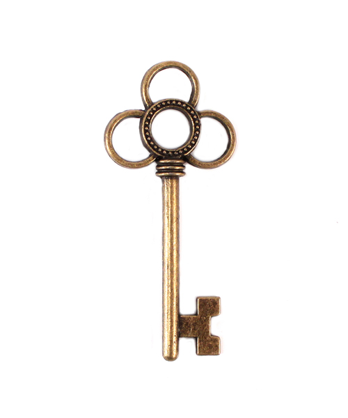Antique Key Charm Style 3 - Intertwined Rings