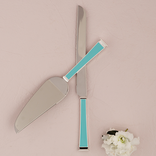 Personalized "Something Blue" Silver Plated Cake Serving Set
