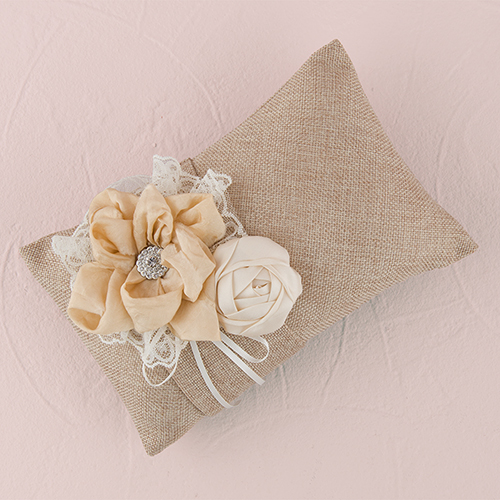Burlap Chic Ring Pillow