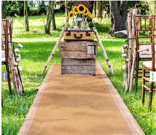 Burlap Aisle Runner with Delicate Lace Borders