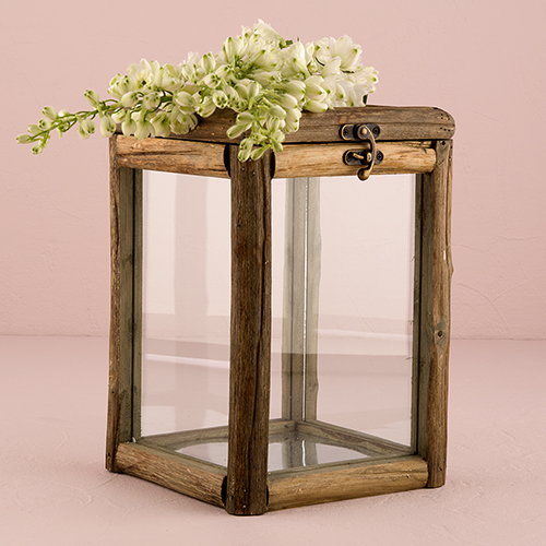 Rustic Wood And Glass Box With Hinged Lid