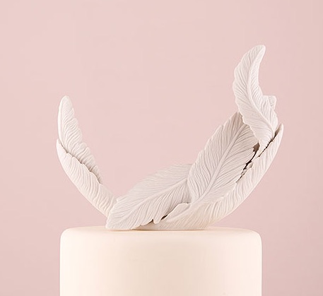 White Feather Porcelain Wedding Cake Topper