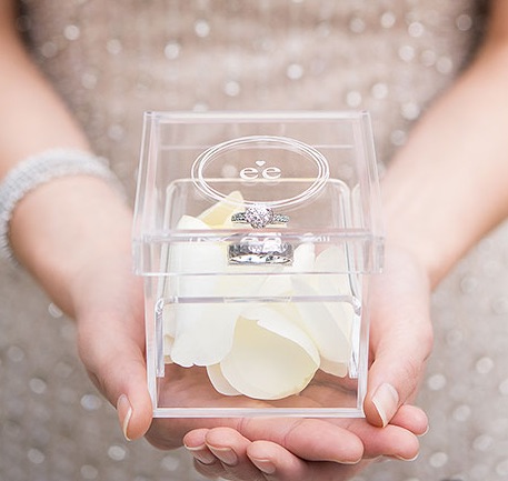 Monogram Simplicity Personalized Unique Alternative Acrylic Wedding Ring Box