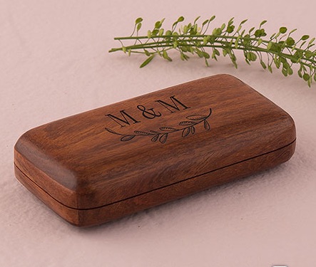 Natural Charm Personalized Pocket Size Wooden Wedding Ring Box - Garland Under