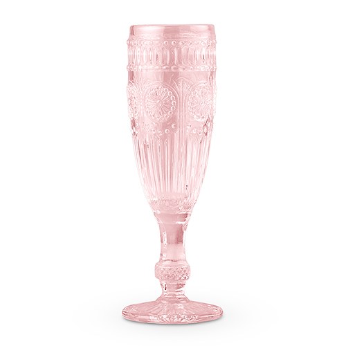 Vintage Style Pressed Glass Flute Pink