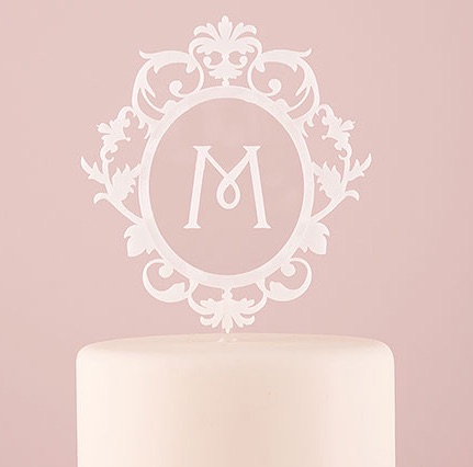 Classic Floating Monogram White Acrylic Cake Topper