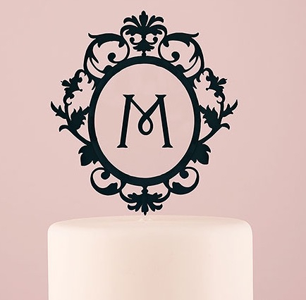 Classic Floating Monogram Black Acrylic Cake Topper