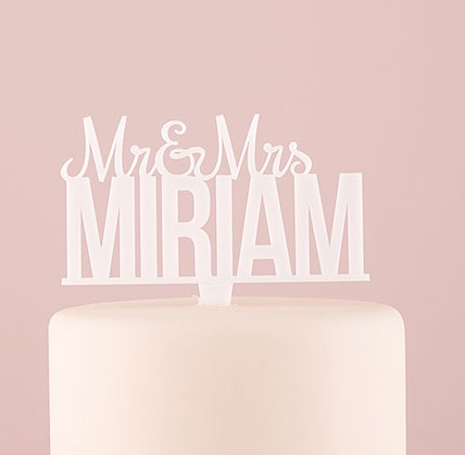 Personalized Mr. And Mrs. White Acrylic Cake Topper