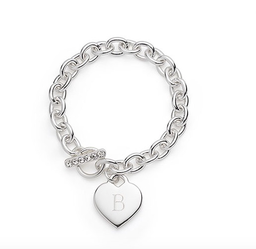 Silver Plated Heart Link Bracelet With Box