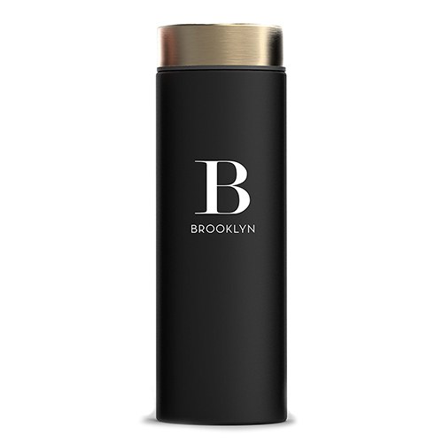 Insulated Water Bottle - Black Sleek - Modern Serif Initial Printing