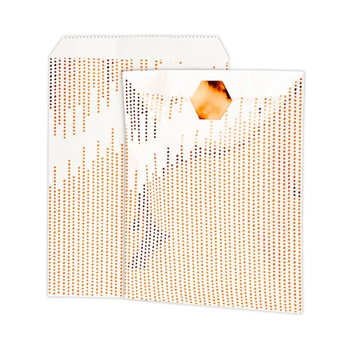 Metallic Copper Dots Paper Treat Bags With Sticker